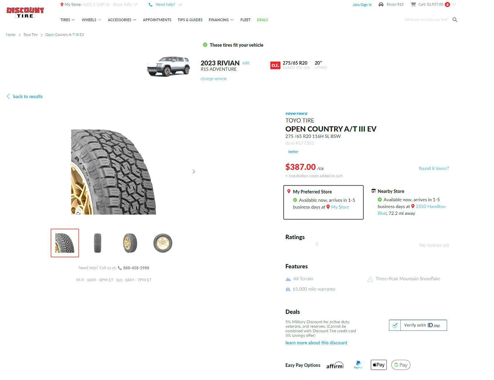 Ford F-150 Lightning Installed Toyo Open Country AT3 EV 116 T XL All-Terrain Tires 1747412357261-a9