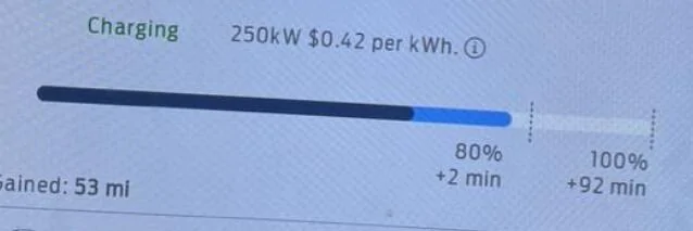Ford F-150 Lightning What does this line indicate at Tesla charger 1747501732147-z