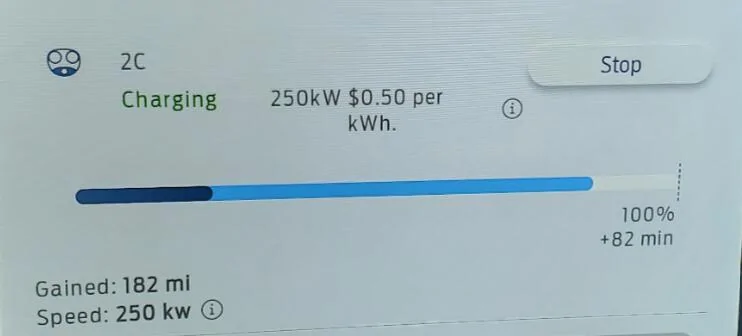 Ford F-150 Lightning What does this line indicate at Tesla charger 1747502558039-wk