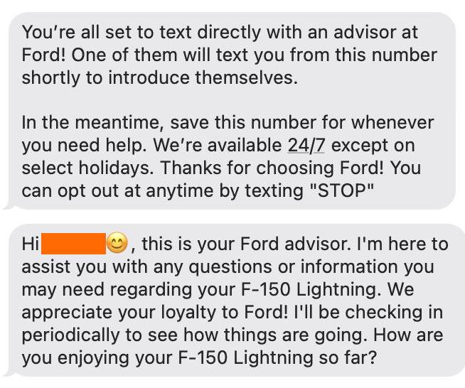 Ford F-150 Lightning 24/7 Ford Advisor Service advisor