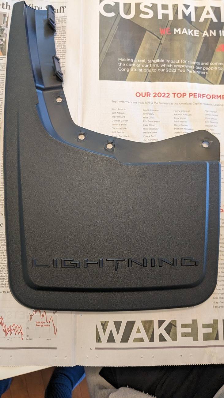 Ford F-150 Lightning Ford Rear Splash Guards install on Lightning Flash Mudflaps before