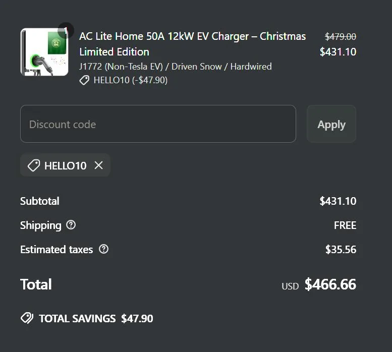 Ford F-150 Lightning AUTEL 50 AMP 12 kW Home Charger XMAS Limited Edition Blowout pricing. 20% off + 10% off extra and free shipping with 3 yr warranty from $599 to $431. 1748042236739-t3