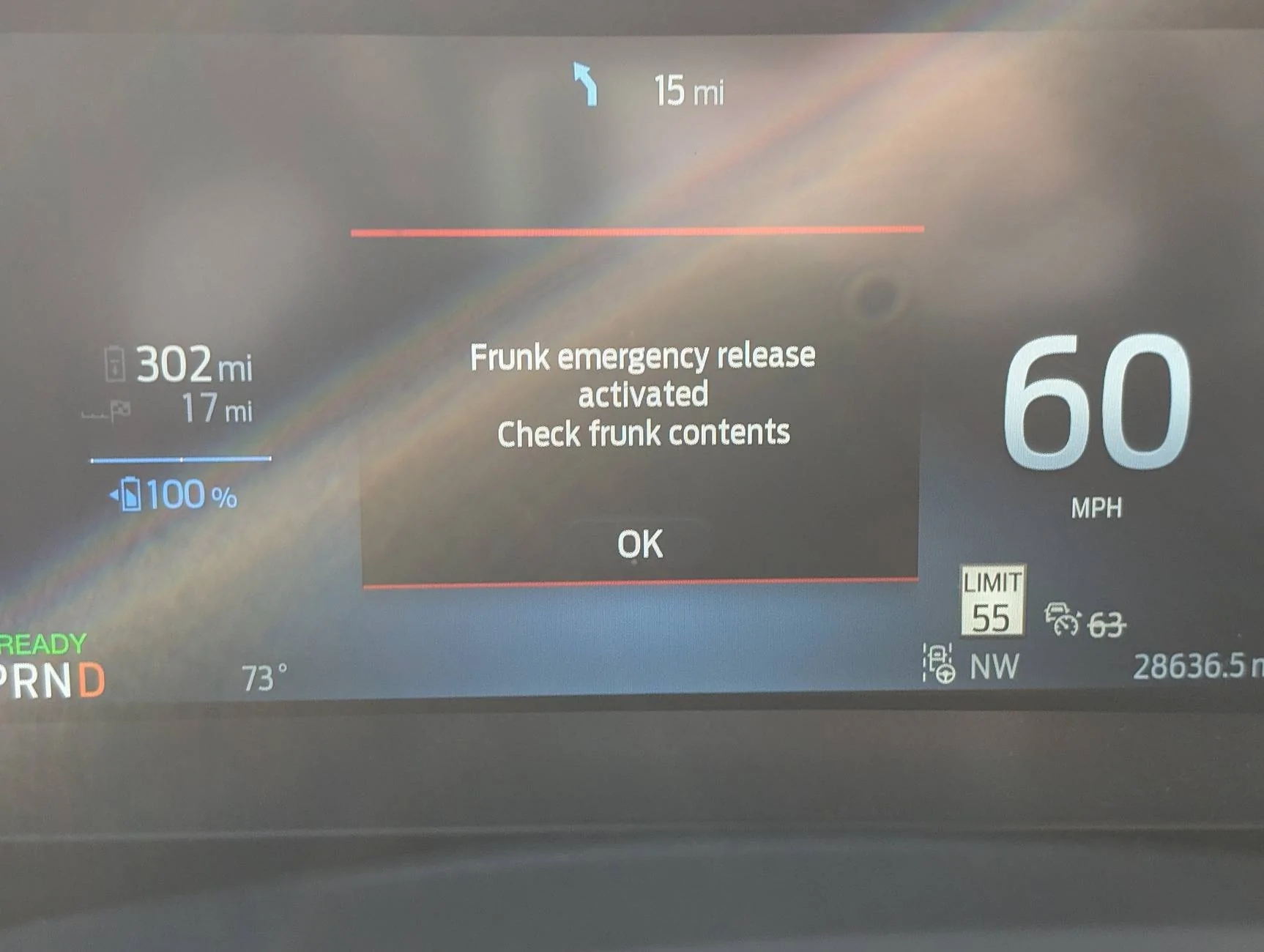 Ford F-150 Lightning Emergency Frunk Release Activated - lesson in organizing cargo in the frunk 1000019079