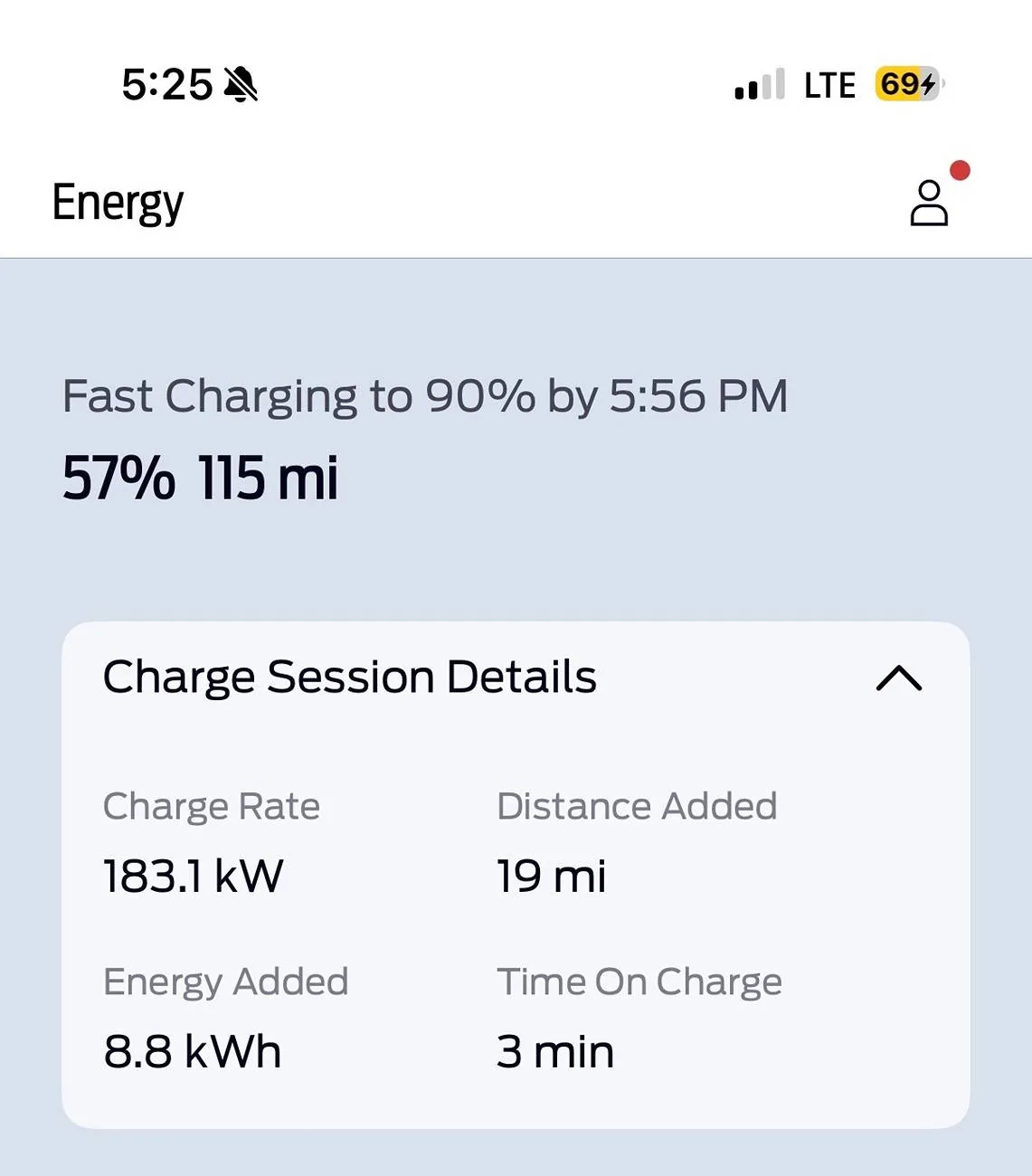 Ford F-150 Lightning Hit 183kW today at 57% SOC - SR 2023 IMG_1145