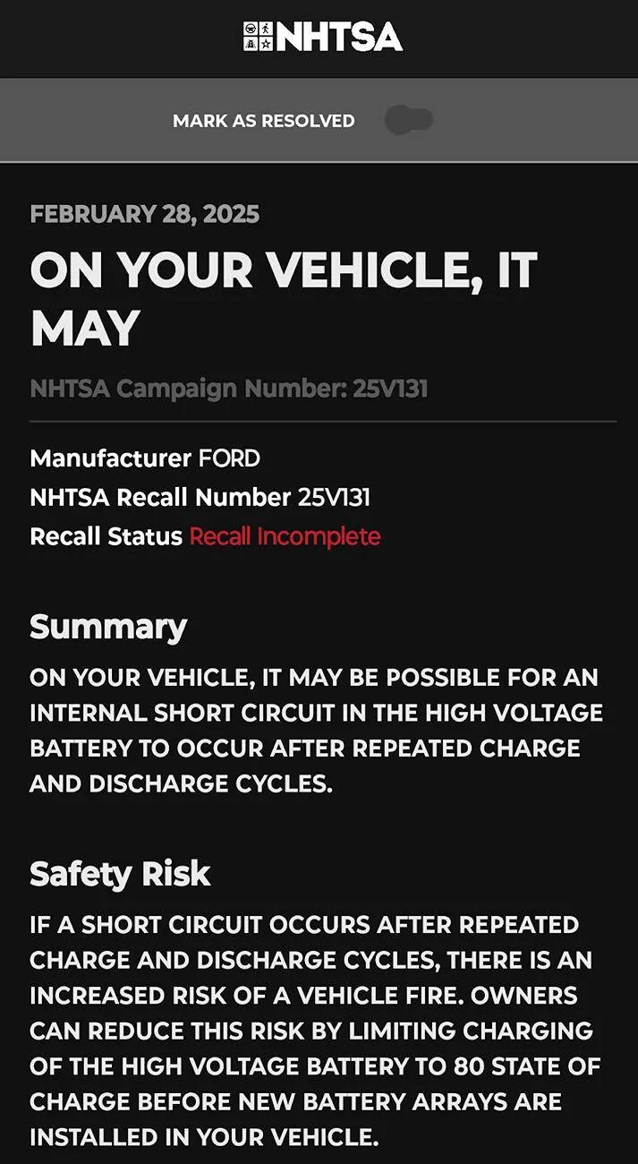 Ford F-150 Lightning Safety Program: 25S18 aka 25V131: HV Battery Electrode Misalignment Discussion 1750400850997-s3