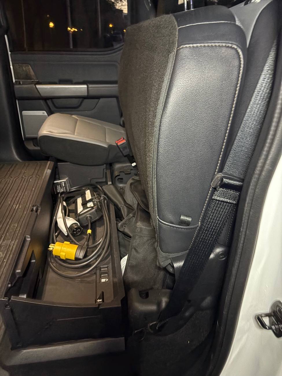 Ford F-150 Lightning Locking the rear seat in the down position IMG_1516
