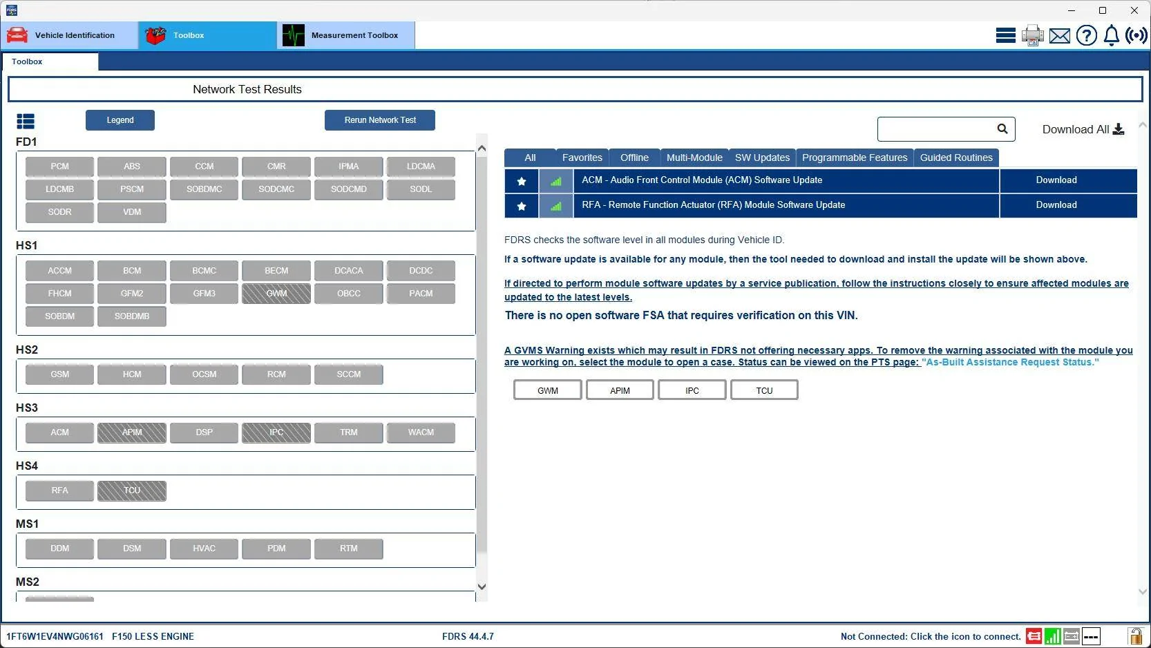 Ford F-150 Lightning If your Sync version is at or below 23187 your service tech may not be able to update your truck using FDRS - repairs on hold GVMS_21-Jun-25