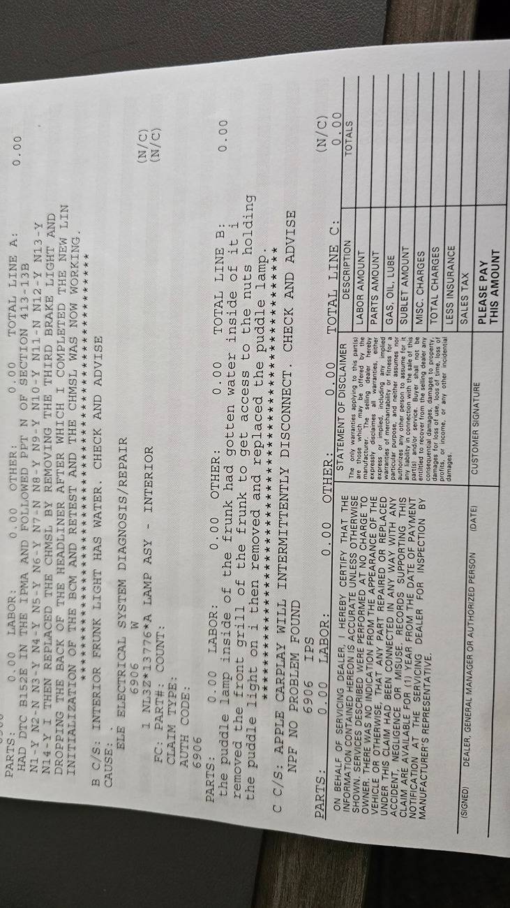 Ford F-150 Lightning Water inside frunk hatch lights. 20250623_134930