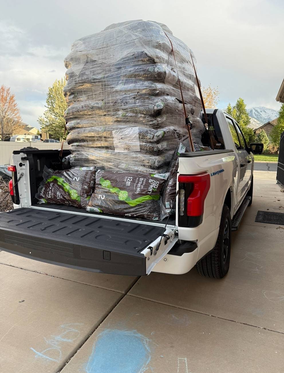 Ford F-150 Lightning Hauling Mulch - Went just over payload IMG_0738