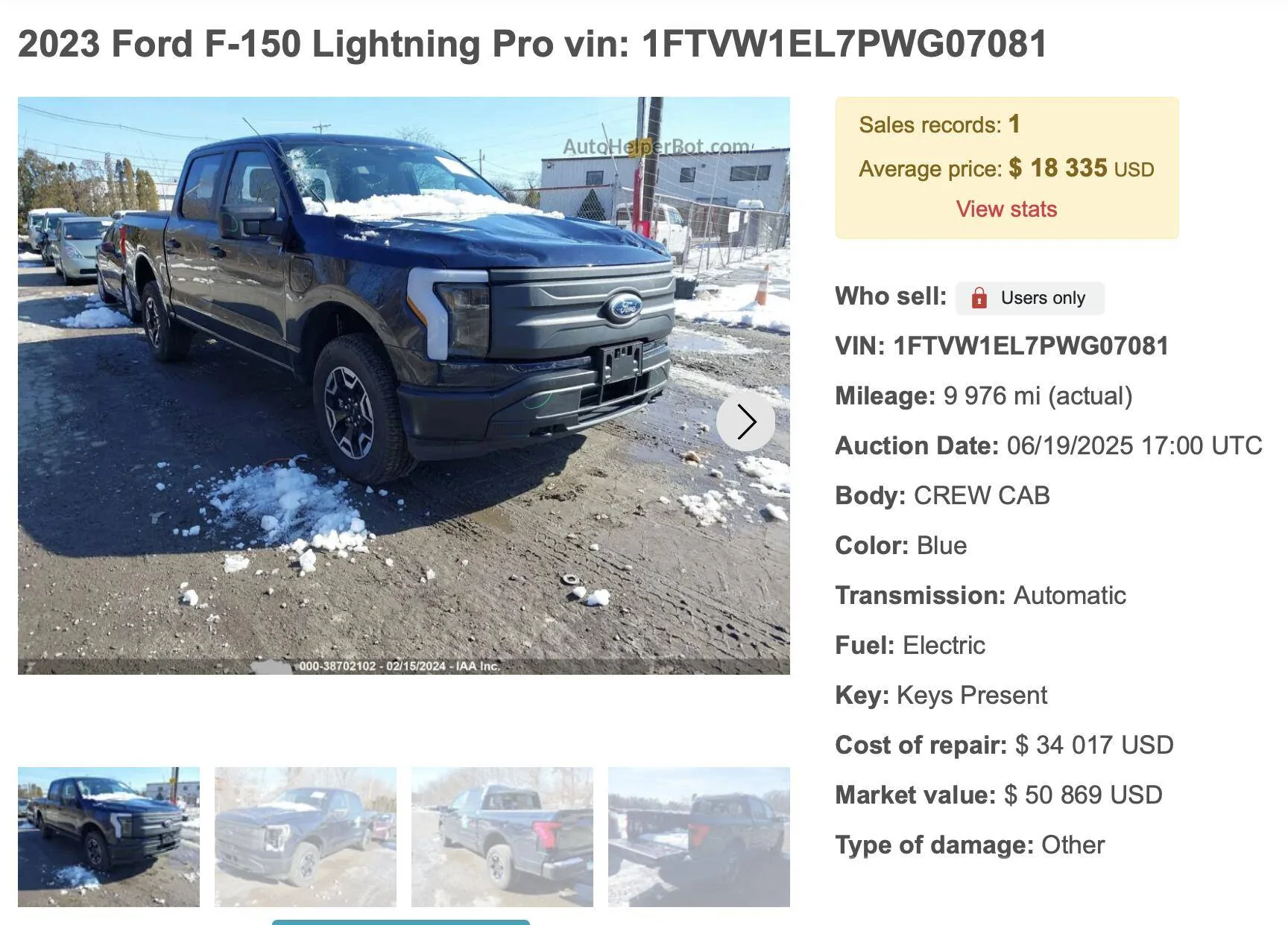 Ford F-150 Lightning My '23 Pro is being Auctioned Screenshot 2025-06-24 at 1.23.44 PM