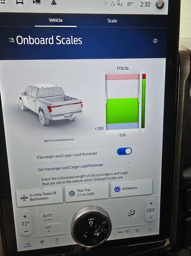 Ford F-150 Lightning 2022 Lariat - Onboard scales say 650 pounds is in an empty truck? 1751049619898-ry