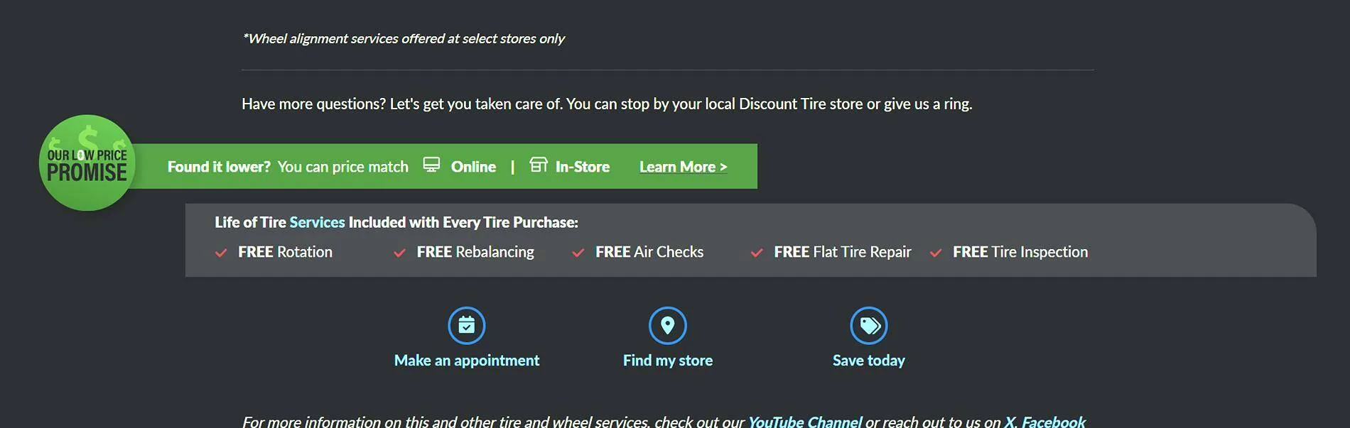 Ford F-150 Lightning Discount Tire Promotions, Road Hazard warranty and lifetime road force balancing / rotations plus local install options available. 1751161508872-m1