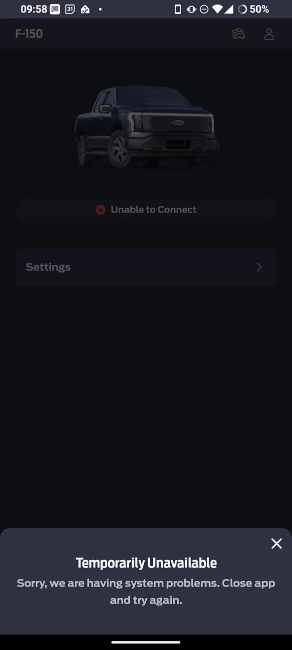 Ford F-150 Lightning FordPass app outage now, connectivity requirements normally? Screenshot_20250705-095845_FordPass
