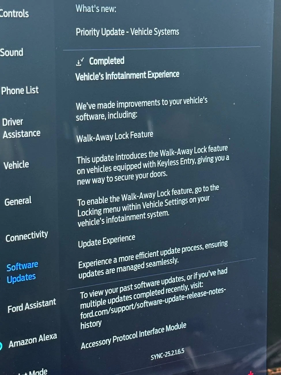Ford F-150 Lightning PU-Sync-25.2.1.6.5 - Walk Away Lock Toggles UPDATE POST# 95 IMG_5067