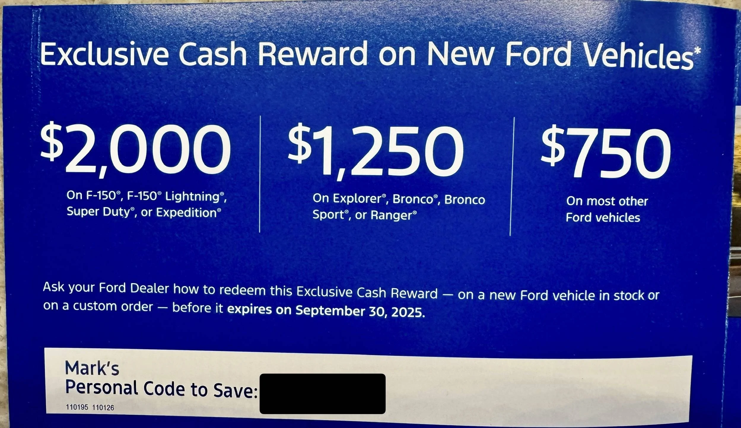 Ford F-150 Lightning $2,000 off Lightning: Exclusive Cash Reward on New Ford Vehicles IMG_4919