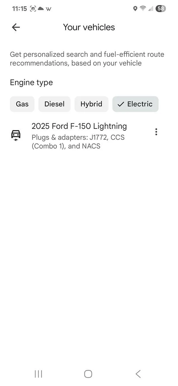 Ford F-150 Lightning No EV routing in Google maps Screenshot_20250718_231501_Maps