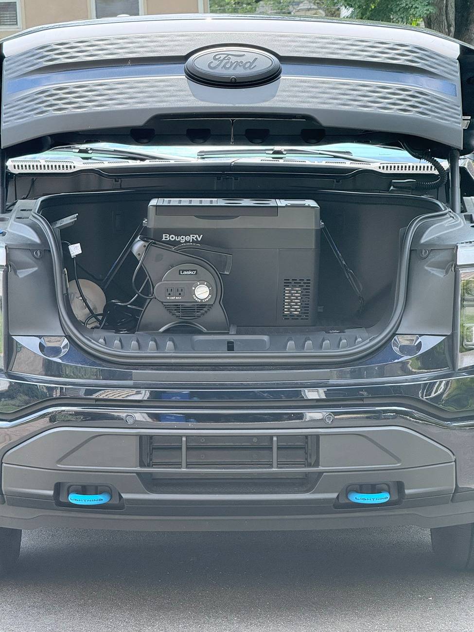 Ford F-150 Lightning My BougeRV 30QT Fridge setup in frunk IMG_2079