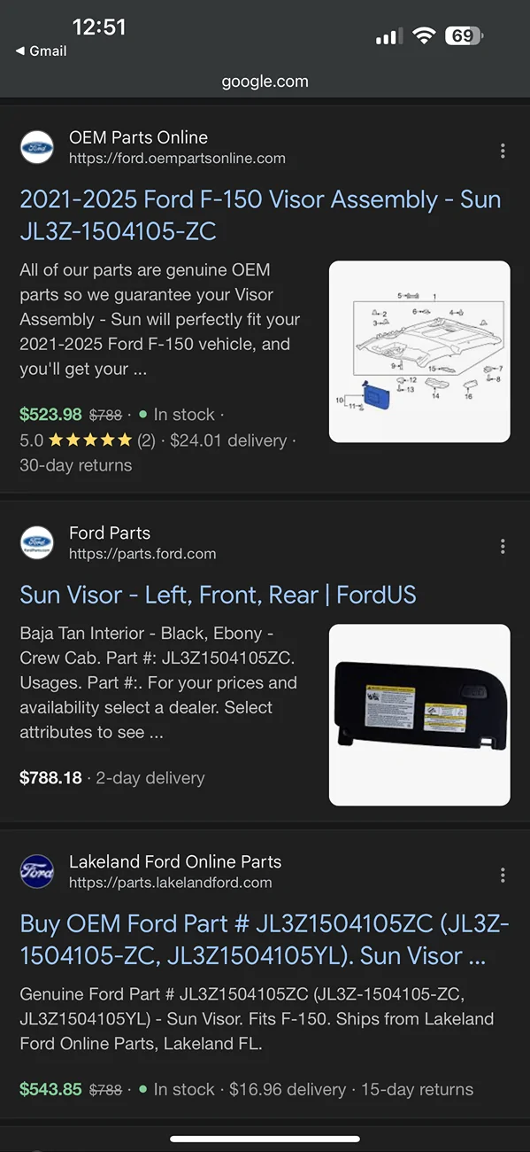 Ford F-150 Lightning Sunvisor Homelink Swap - part # number and DIY IMG_8079