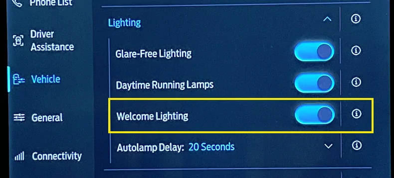 Ford F-150 Lightning Welcome lighting/ Illuminated Entry not working and no option in settings to enable. 1755733938390-q7