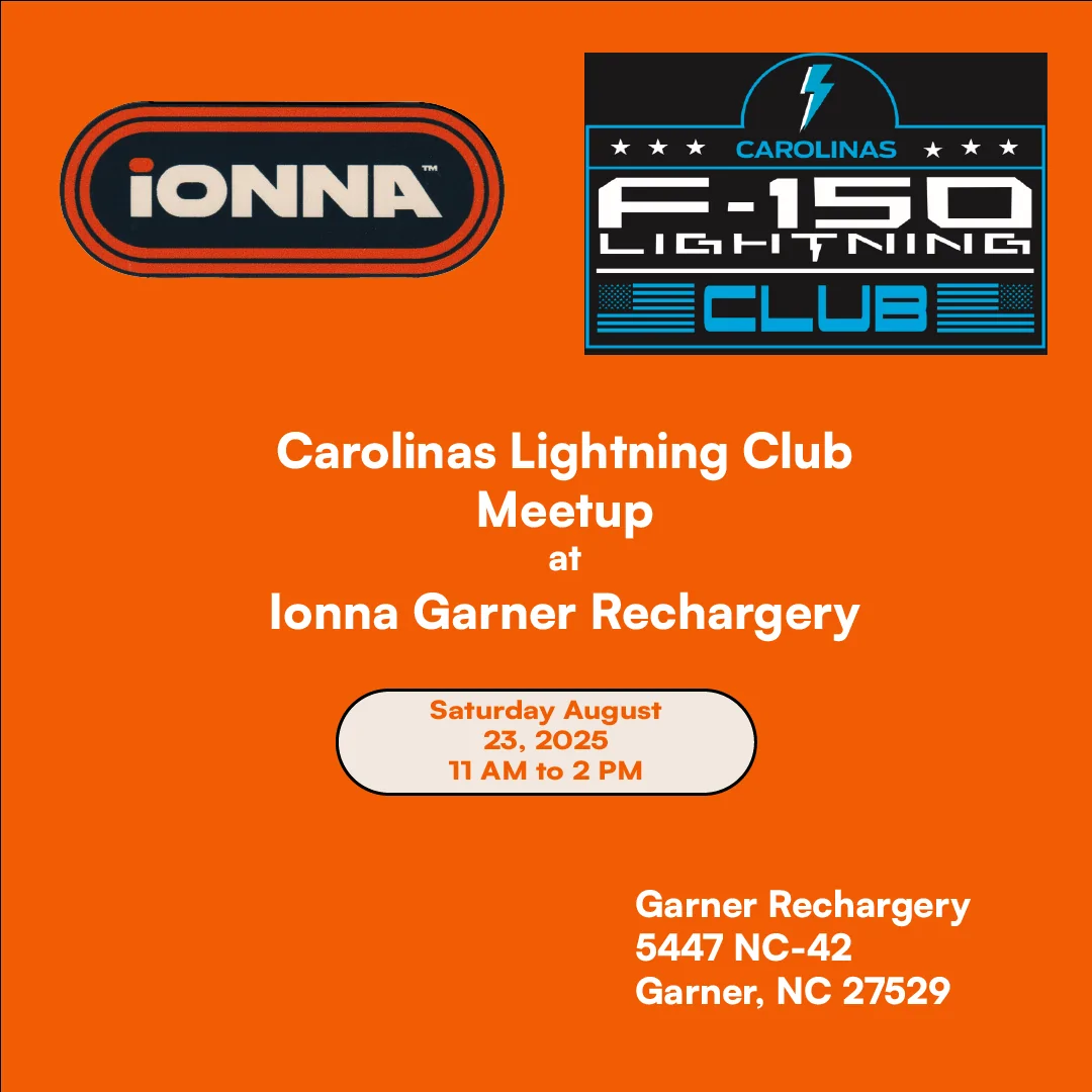 Ford F-150 Lightning Carolinas Lightning Club Meet Up at Garner Ionna Rechargery Orange Squar