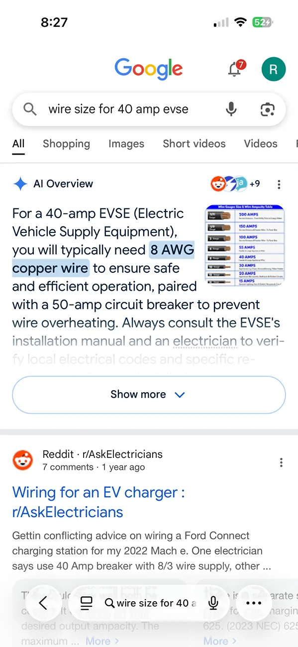 Ford F-150 Lightning 40 amp charging on 8 awg copper. IMG_2672