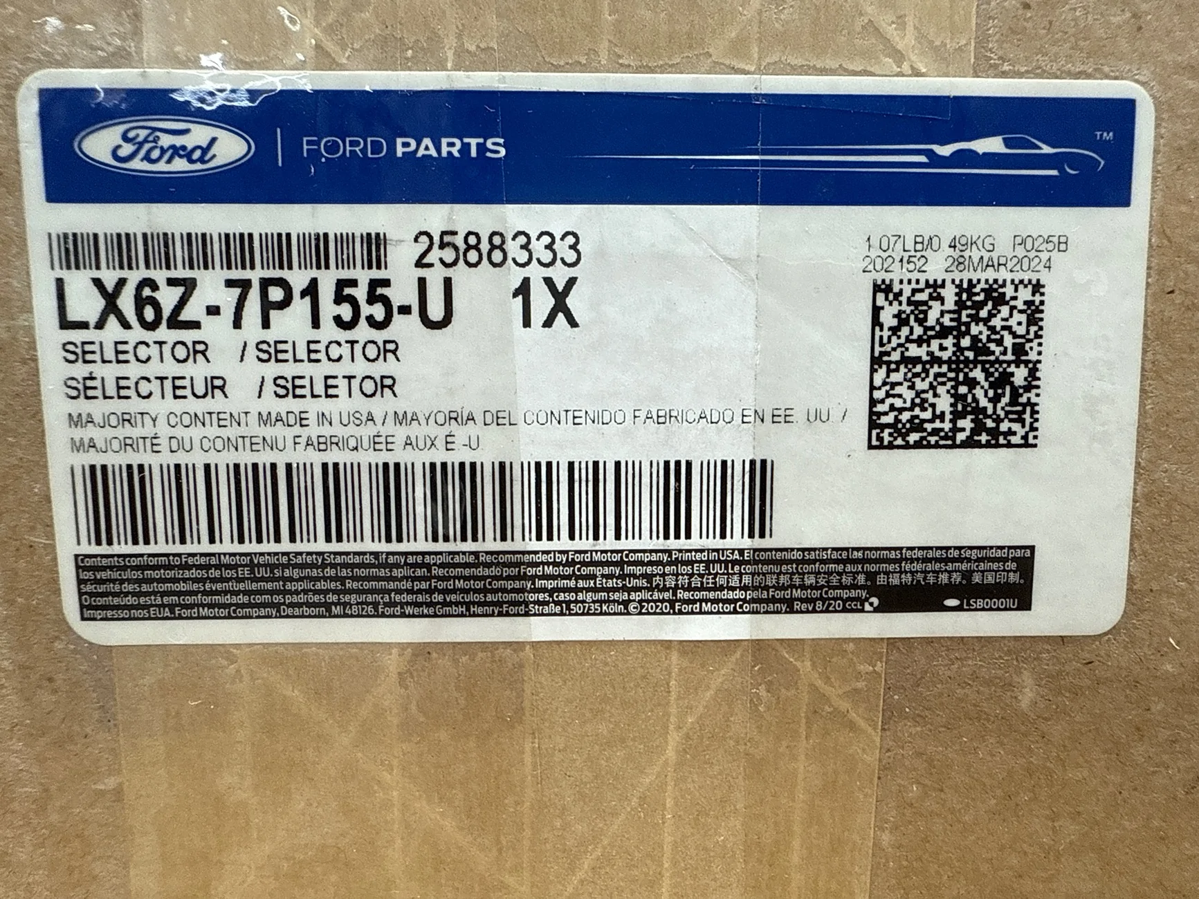 Ford F-150 Lightning Rotary Shifter Part Numbers imag