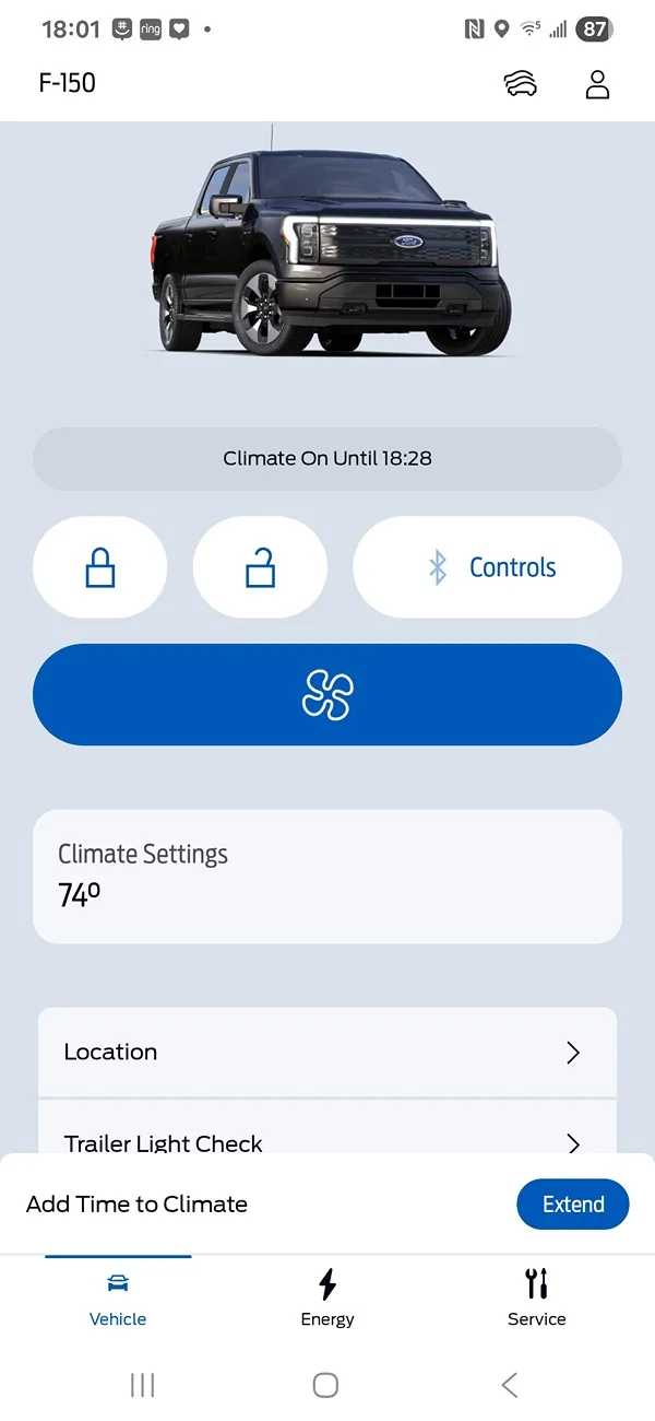 Ford F-150 Lightning Remote Start "Extend" disappeared from FordPass (BETA ANDROID) Screenshot_20250824_180130_FordPass
