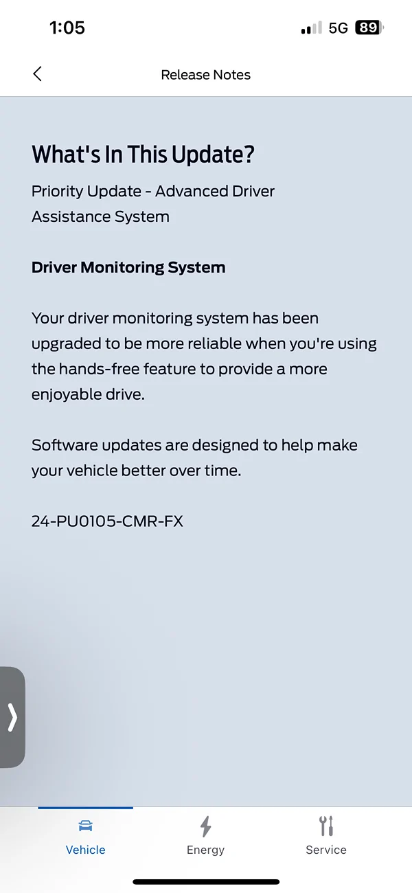 Ford F-150 Lightning Priority Update: 24-PU0105-CMR-FX. Driver Monitoring System IMG_2943