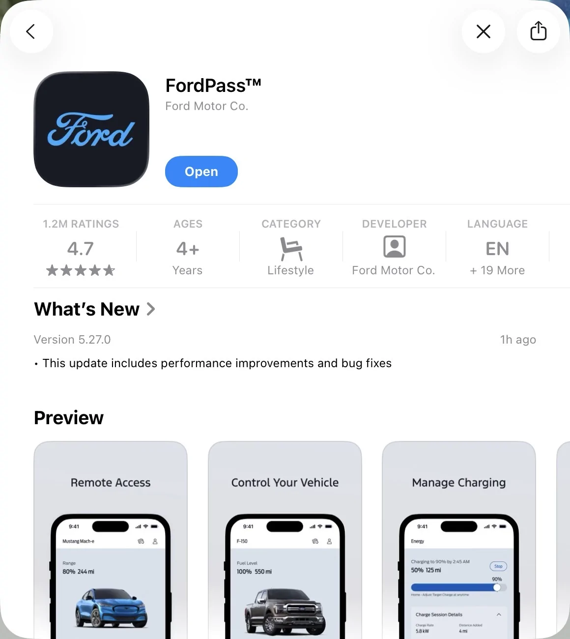 Ford F-150 Lightning FordPass 5.27 update iOS & Android IMG_0249