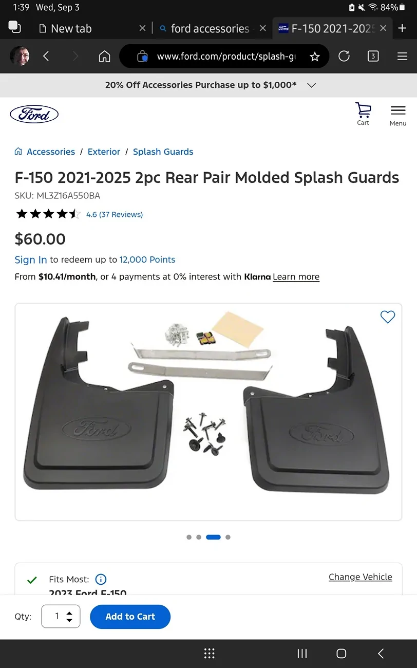 Ford F-150 Lightning Lightning specific splash guards? Screenshot_20250903_133947_Edg