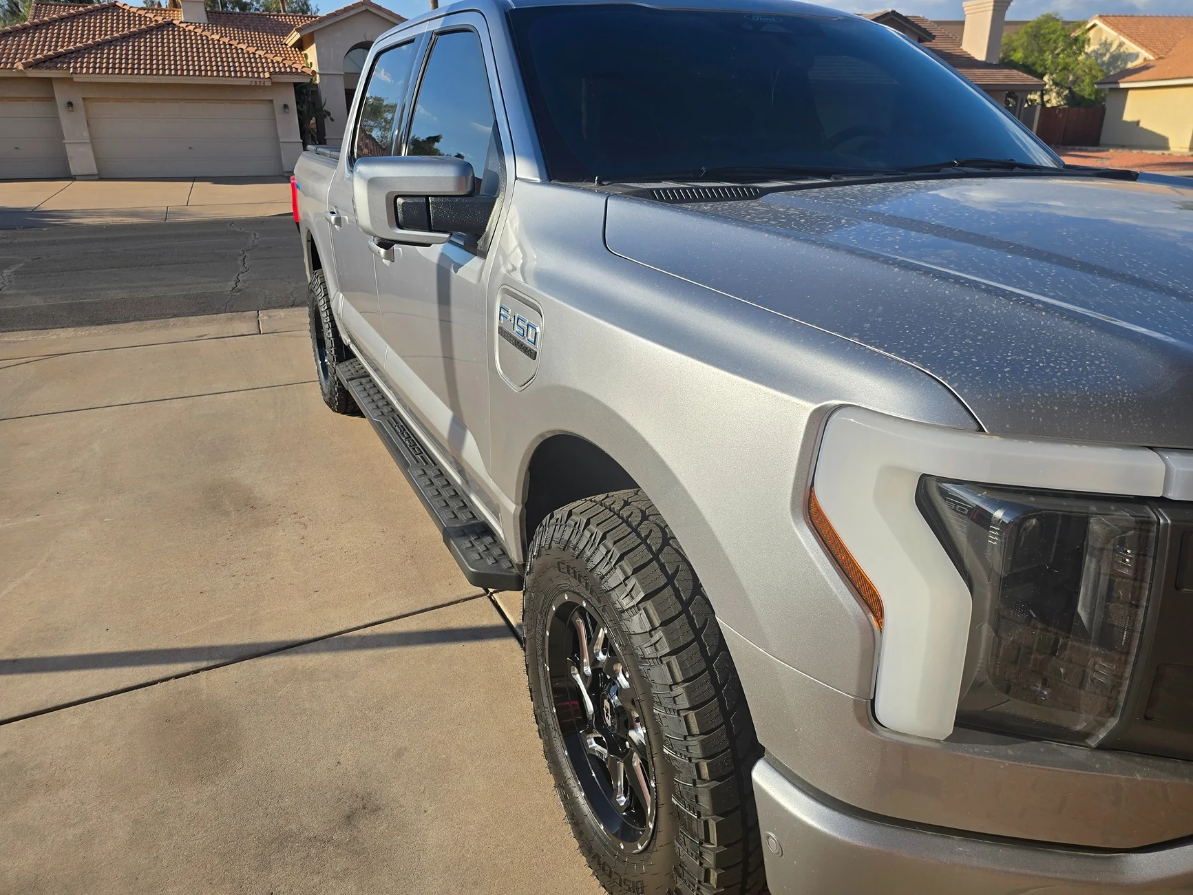 Ford F-150 Lightning 18" Vision wheels with 275/70/18 Cooper tires on 2022 Lariat 20250903_171112