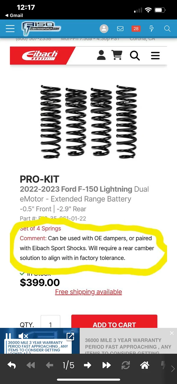 Ford F-150 Lightning Eibach Pro-Kit installed on 2024 Lightning Flash IMG_3784