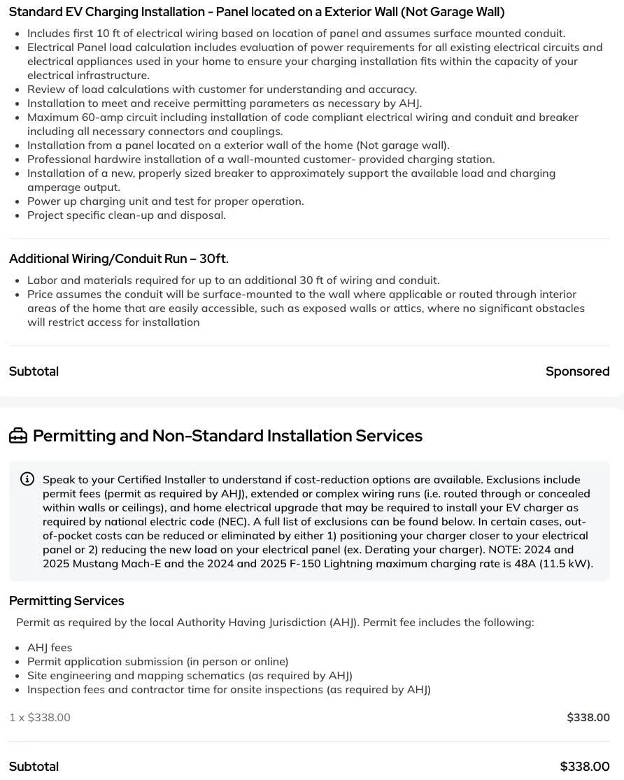 Ford F-150 Lightning Qmerit install - $338 for "Permitting" bid