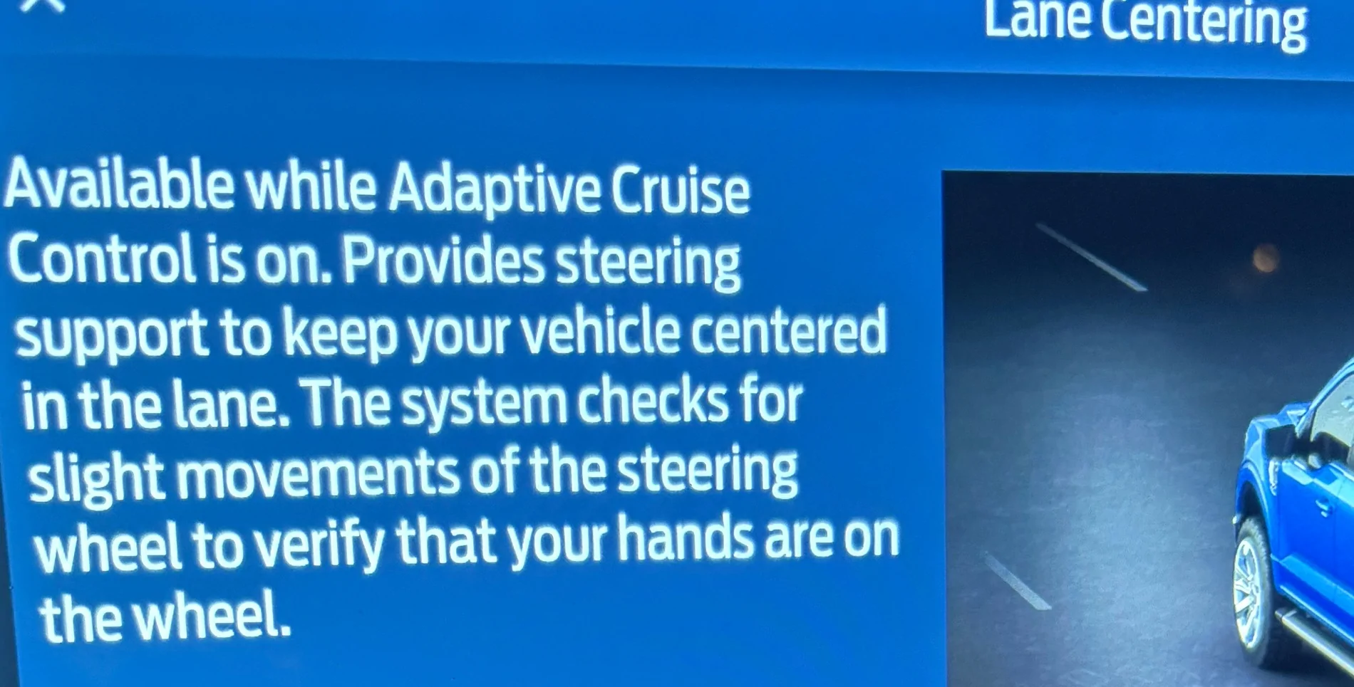 Ford F-150 Lightning Lane Keeping (or Lane Centering) automatically engages with Cruise Control? LC explained