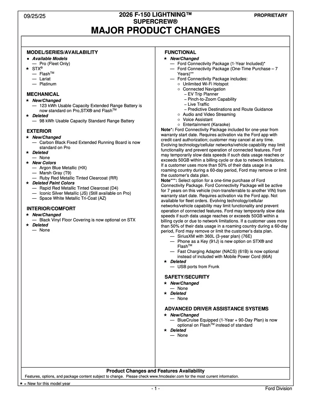 Ford F-150 Lightning 2026 F-150 Lightning ORDER GUIDE Released page 1