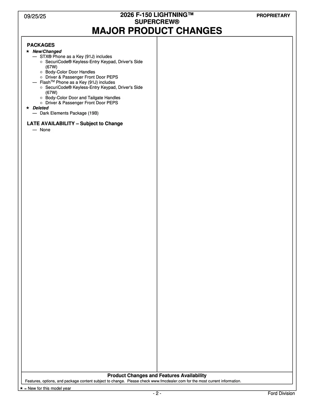 Ford F-150 Lightning 2026 F-150 Lightning ORDER GUIDE Released page 2