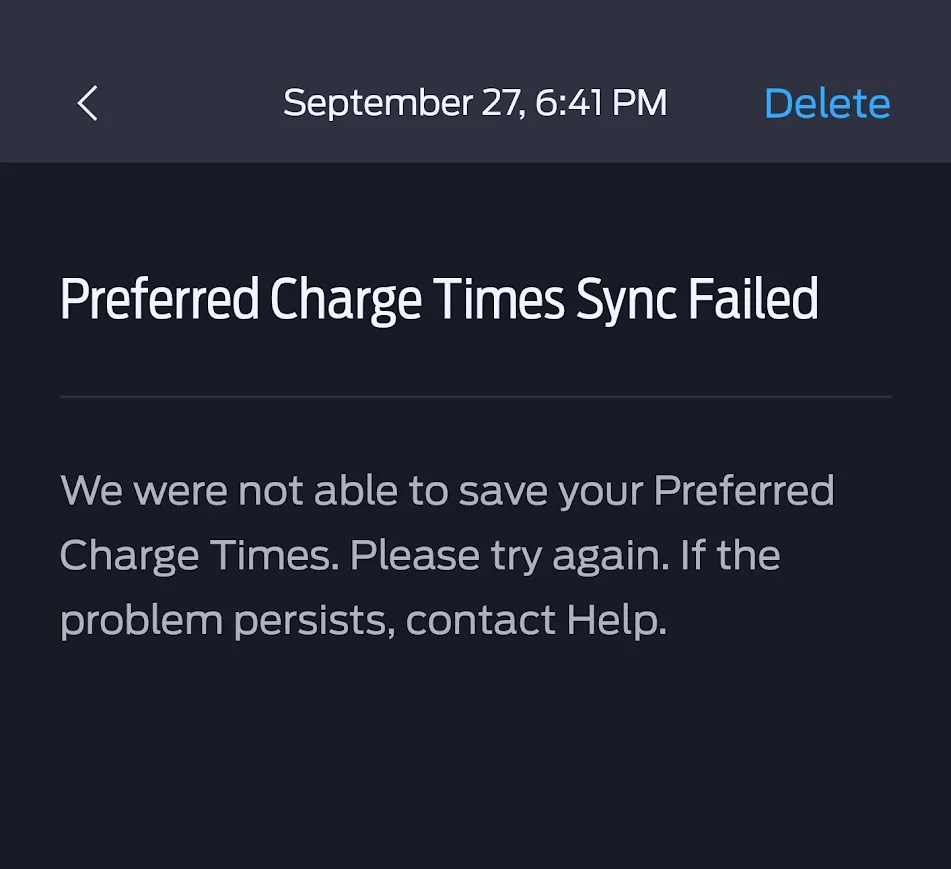 Ford F-150 Lightning Charge not starting at specified time.  Has anyone had this happen and know how to fix it? 1759013264619-oi