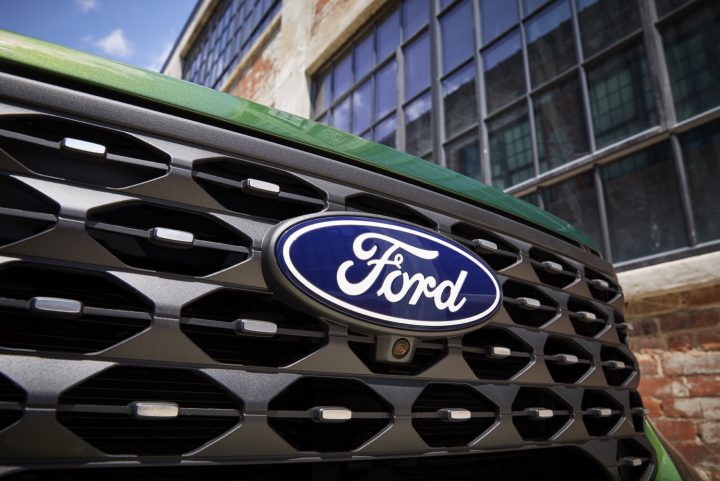 Ford F-150 Lightning Ford Universal EV Platform Announced: Innovation Meets Efficiency in New EV Platform, Assembly Process and Midsize Truck 004-Ford-logo-badge-on-grille-front-camera-720x481