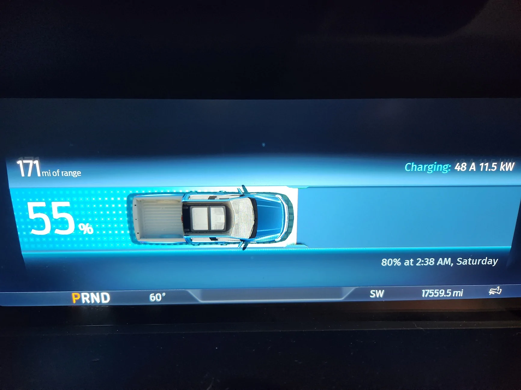 Ford F-150 Lightning Enabling charge speed on dash. 20251010_234546