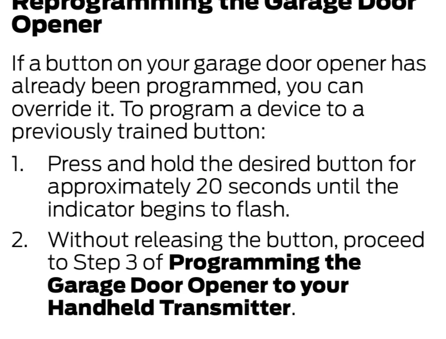 Ford F-150 Lightning HomeLink Built-in Garage Door Opener not programmable IMG_1369