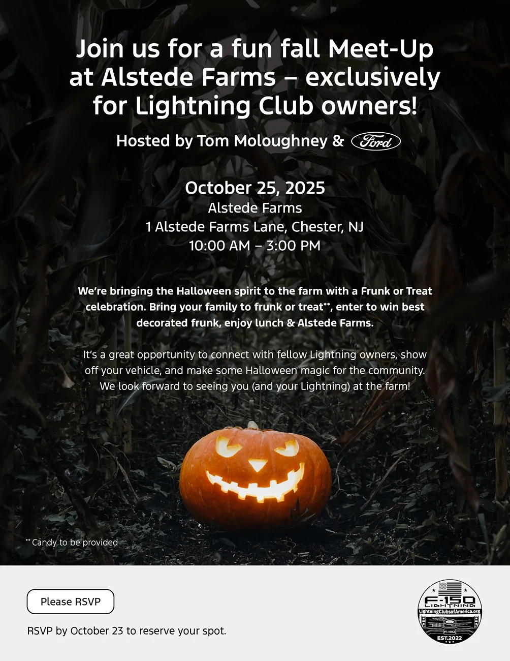 Ford F-150 Lightning Lightning Club Annual Event hosted by Tom Moloughney & Ford (Oct 25) - Chester, NJ Ford_2025LightningClubFrunkorTreat_C02-02[47]