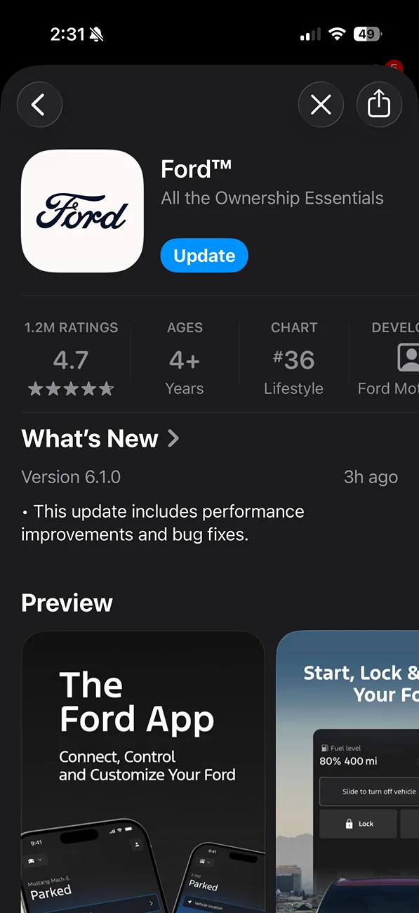 Ford F-150 Lightning Ford app v6.0.0/6.1.0 FKA Ford Pass, IOS & Android IMG_0133