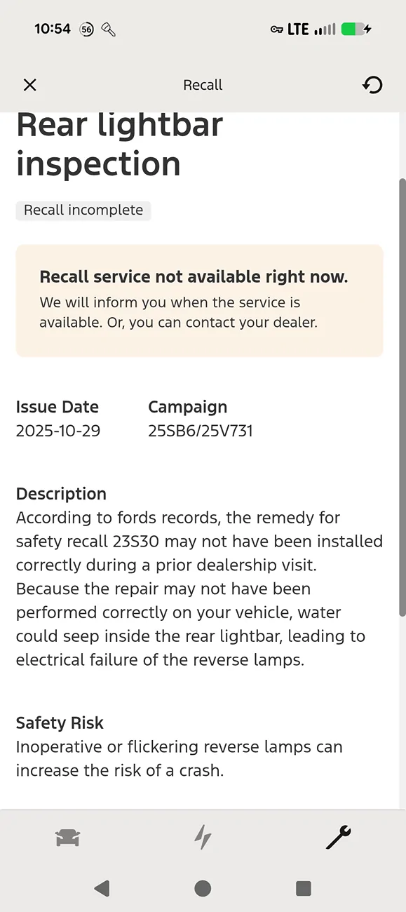 Ford F-150 Lightning 25SB6/25V731 Rear Lightbar Inspection 1000002974