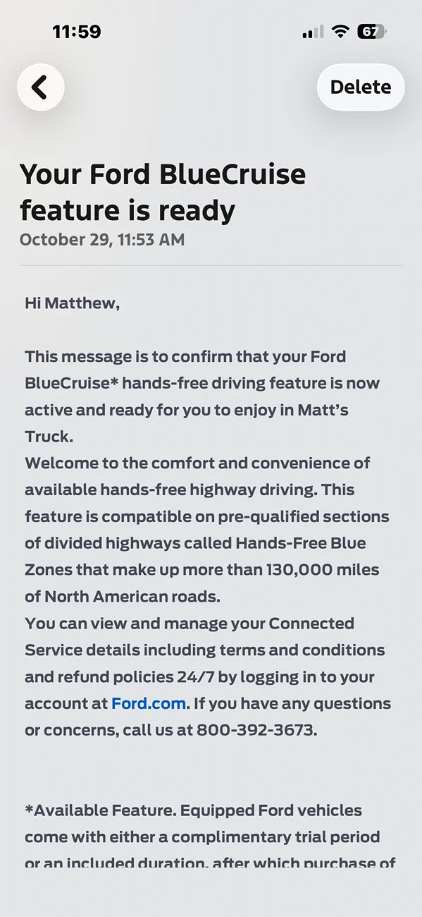 Ford F-150 Lightning BlueCruise extension IMG_4540