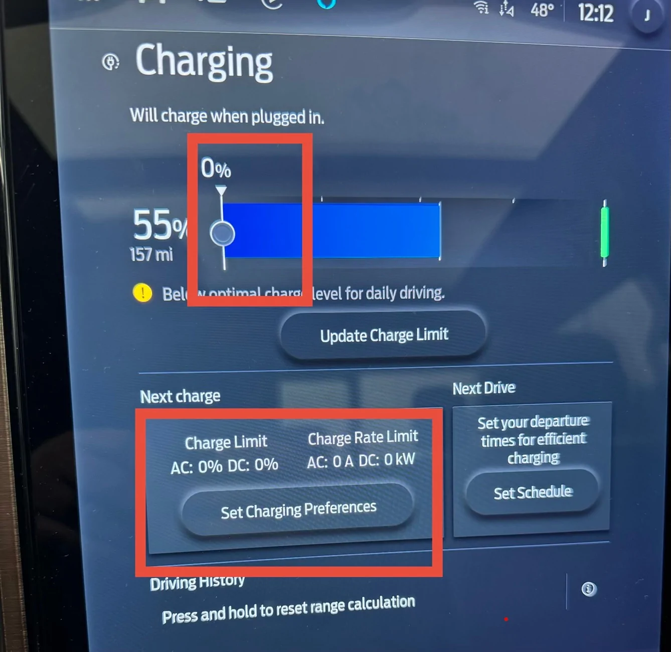 Ford F-150 Lightning Charge Settings Defaulting to Zero. I can only charge at home IMG_2022