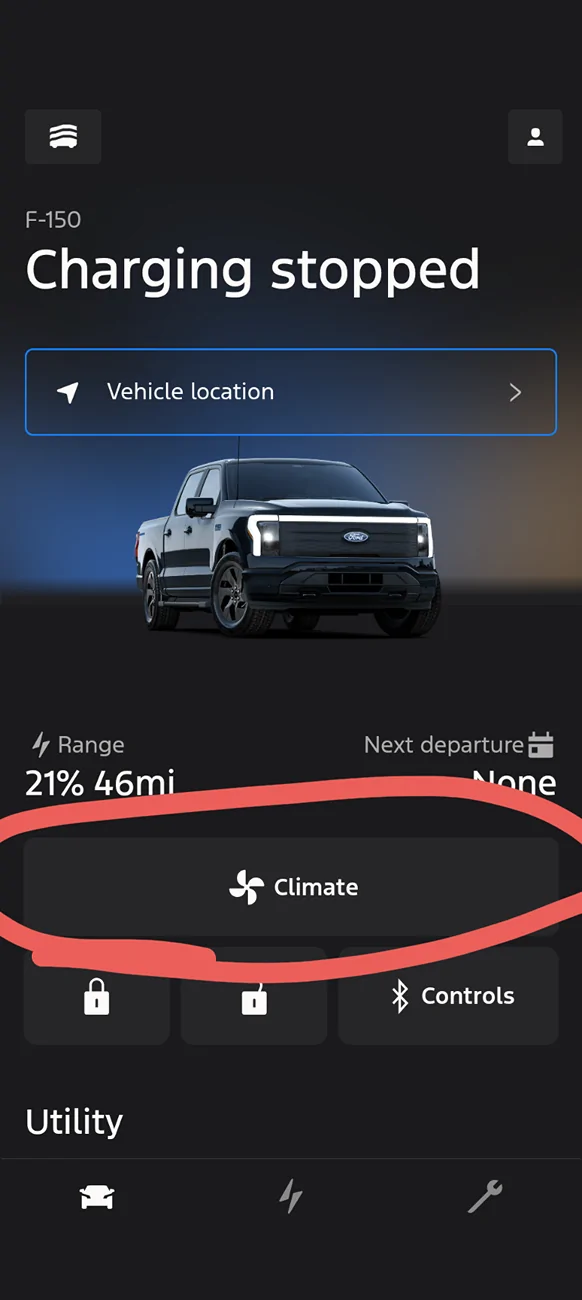 Ford F-150 Lightning Turn off lights during Climate pre conditioning 1000000984