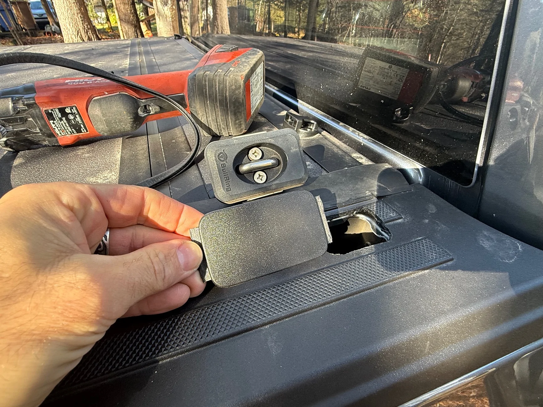 Ford F-150 Lightning Bull Ring Stake Pocket Anchors Install (front specific) IMG_6390