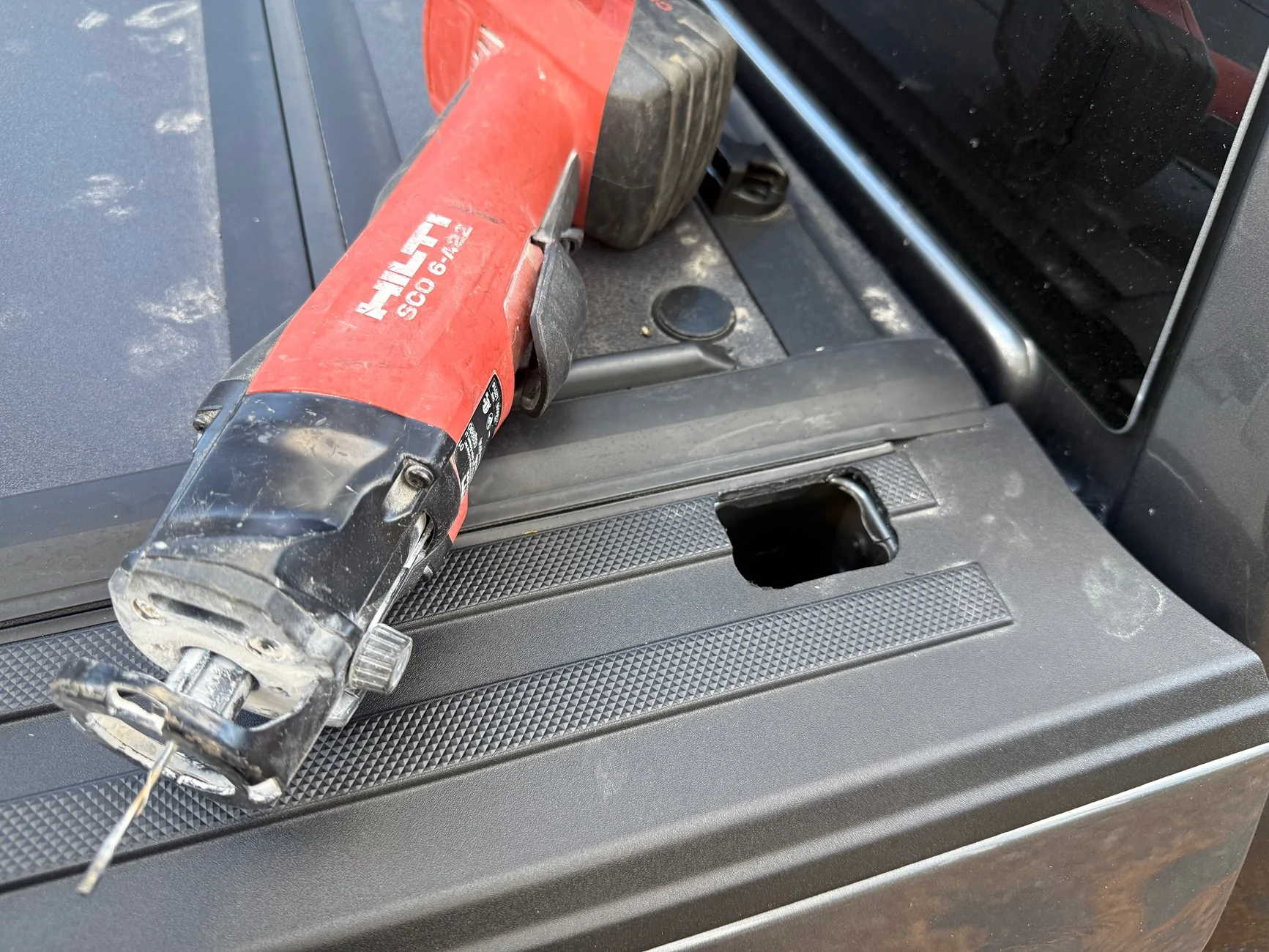 Ford F-150 Lightning Bull Ring Stake Pocket Anchors Install (front specific) IMG_6387