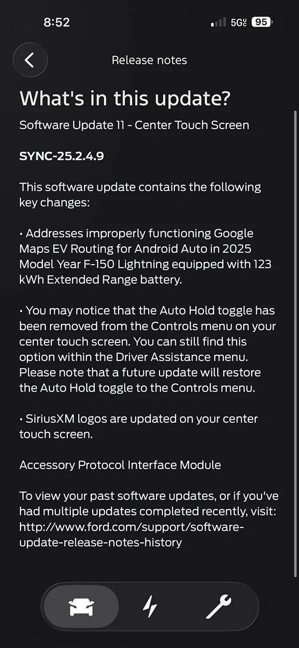 Ford F-150 Lightning SYNC Update 25.2.4.9 APIM IMG_5792