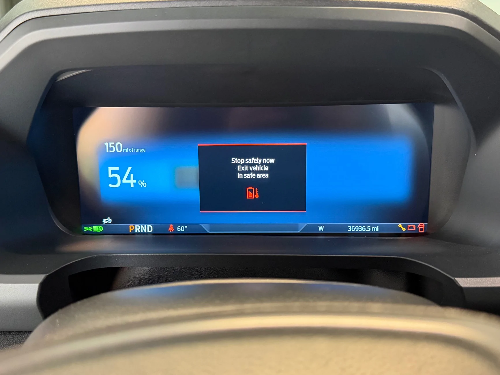 Ford F-150 Lightning Stop Safely Now Exit Vehicle in a Safe Area IMG_0644